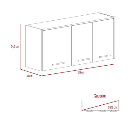 Gabinete Superior Petra color Cafe Claro Y Blanco Para Cocina.