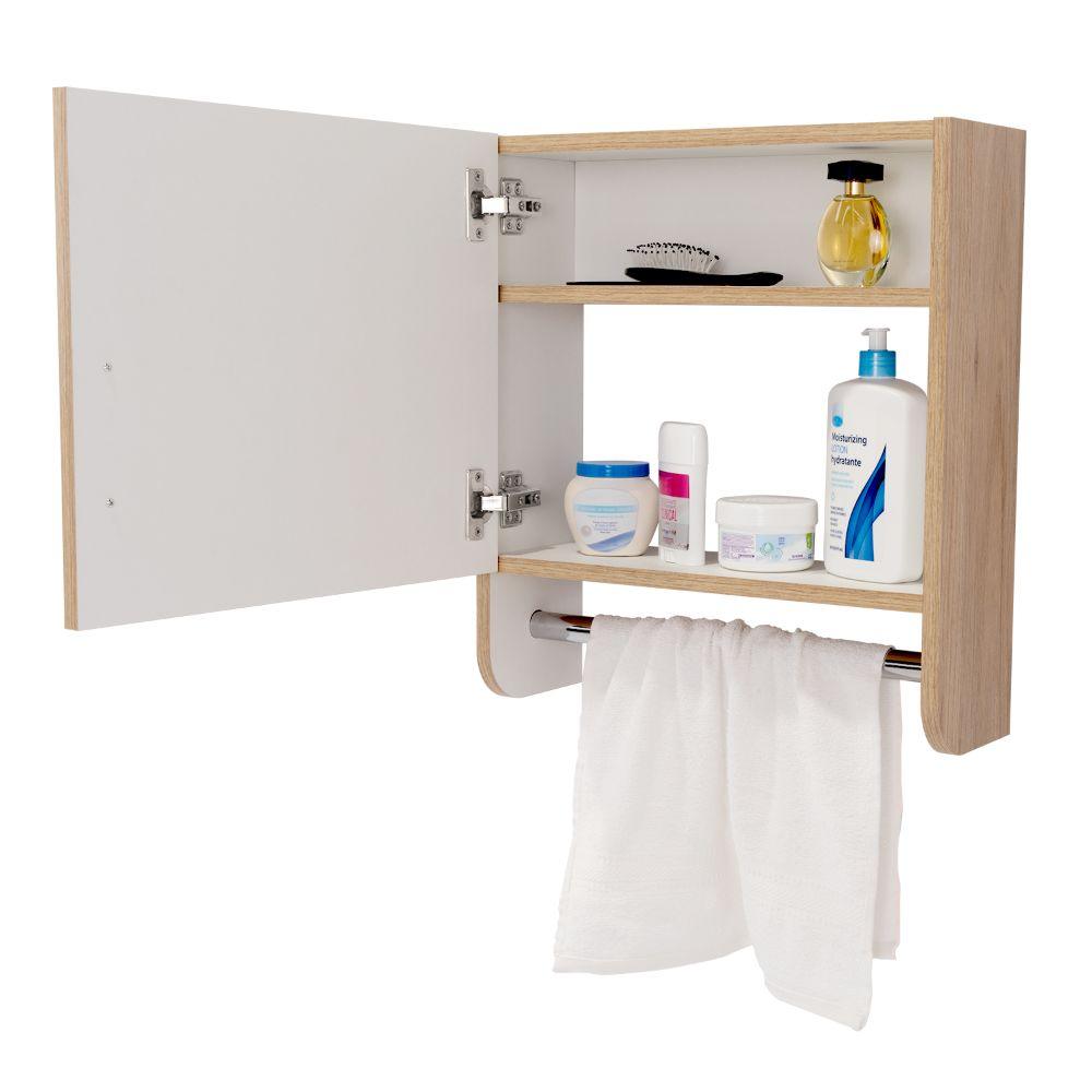 Gabinete de Baño Aqua, Beige y Blanco, Incluye Espejo - VIRTUAL MUEBLES