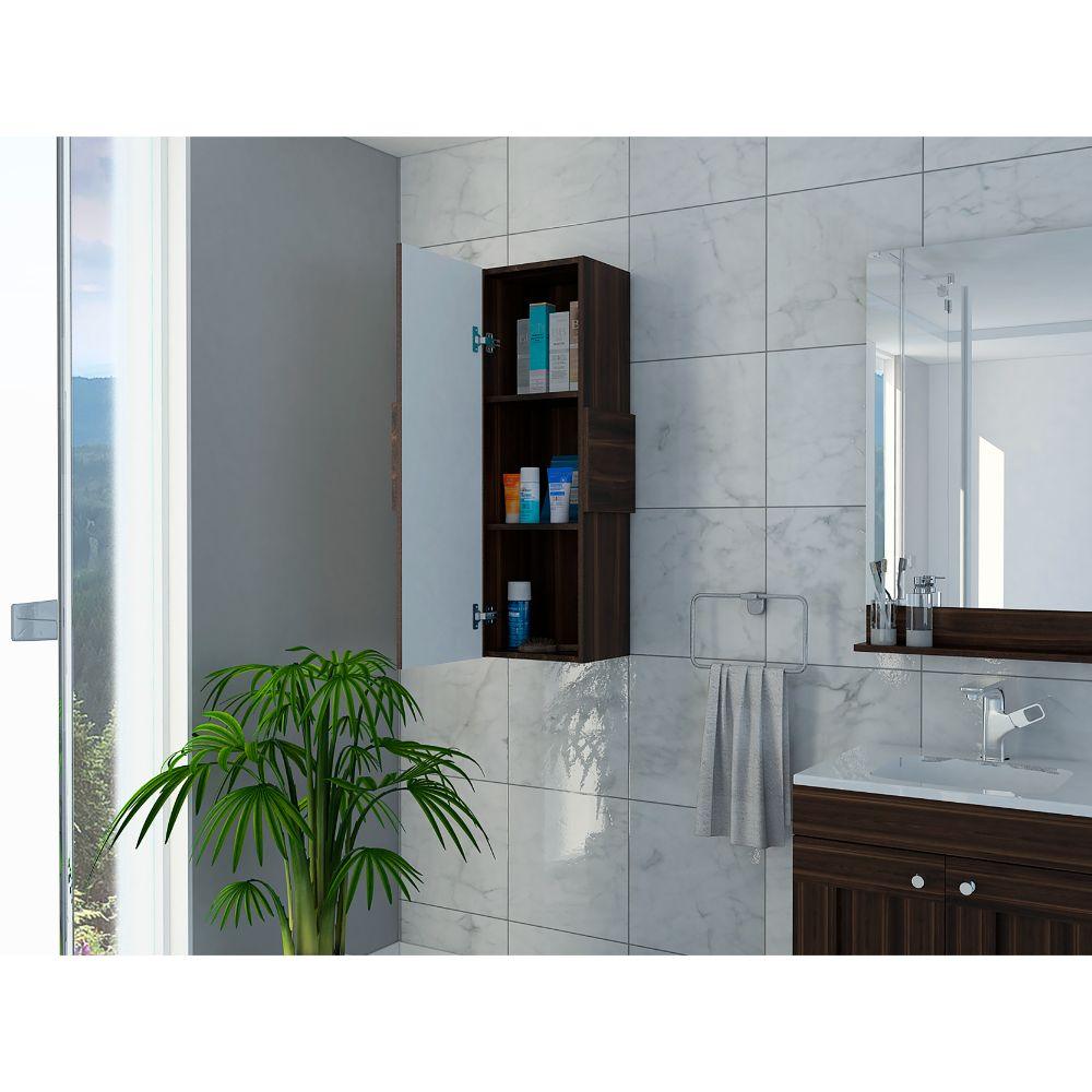 Gabinete de Baño Picasso, Caoba y Blanco, con Espacio Para Guardar Objetos de Aseo - VIRTUAL MUEBLES