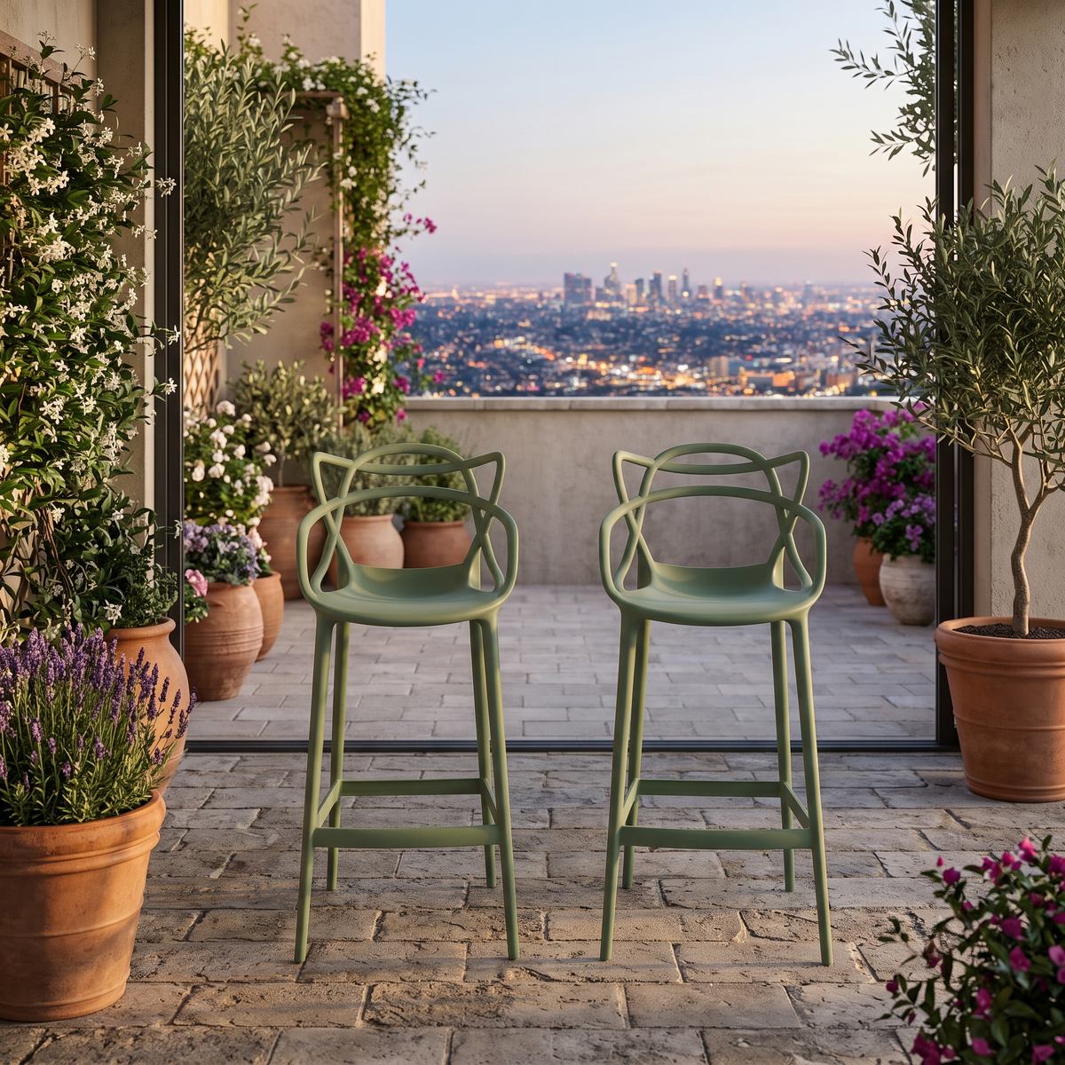 Silla para Bar Palermo, Verde, con Reposa Pies Doble Propósito, detalle