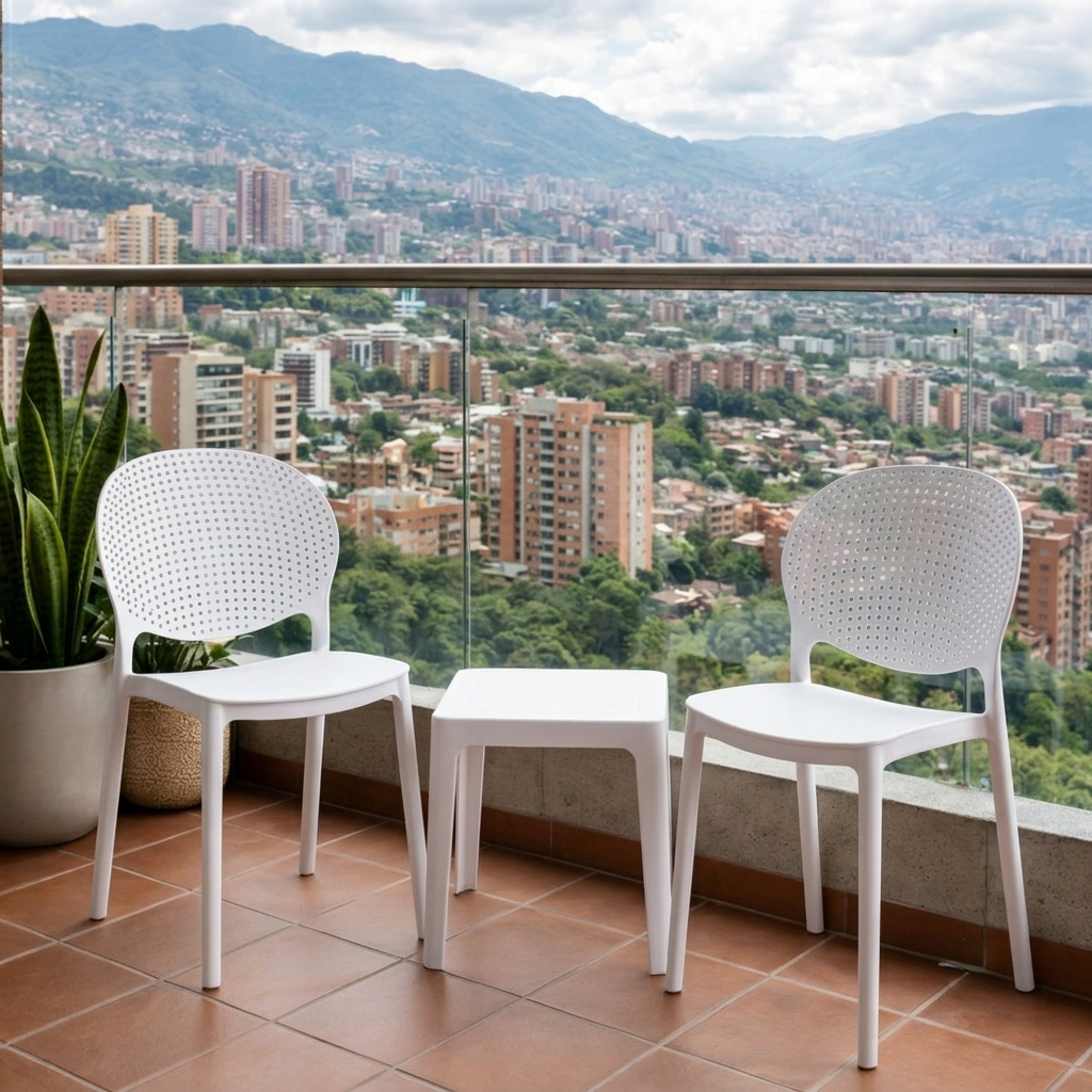 Silla Florida, Color Blanco, con Espaldar y Diseño Moderno X2