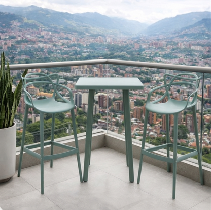 Set de 4 Sillas para Bar Palermo, Verde, con Reposa Pies Doble Propósito