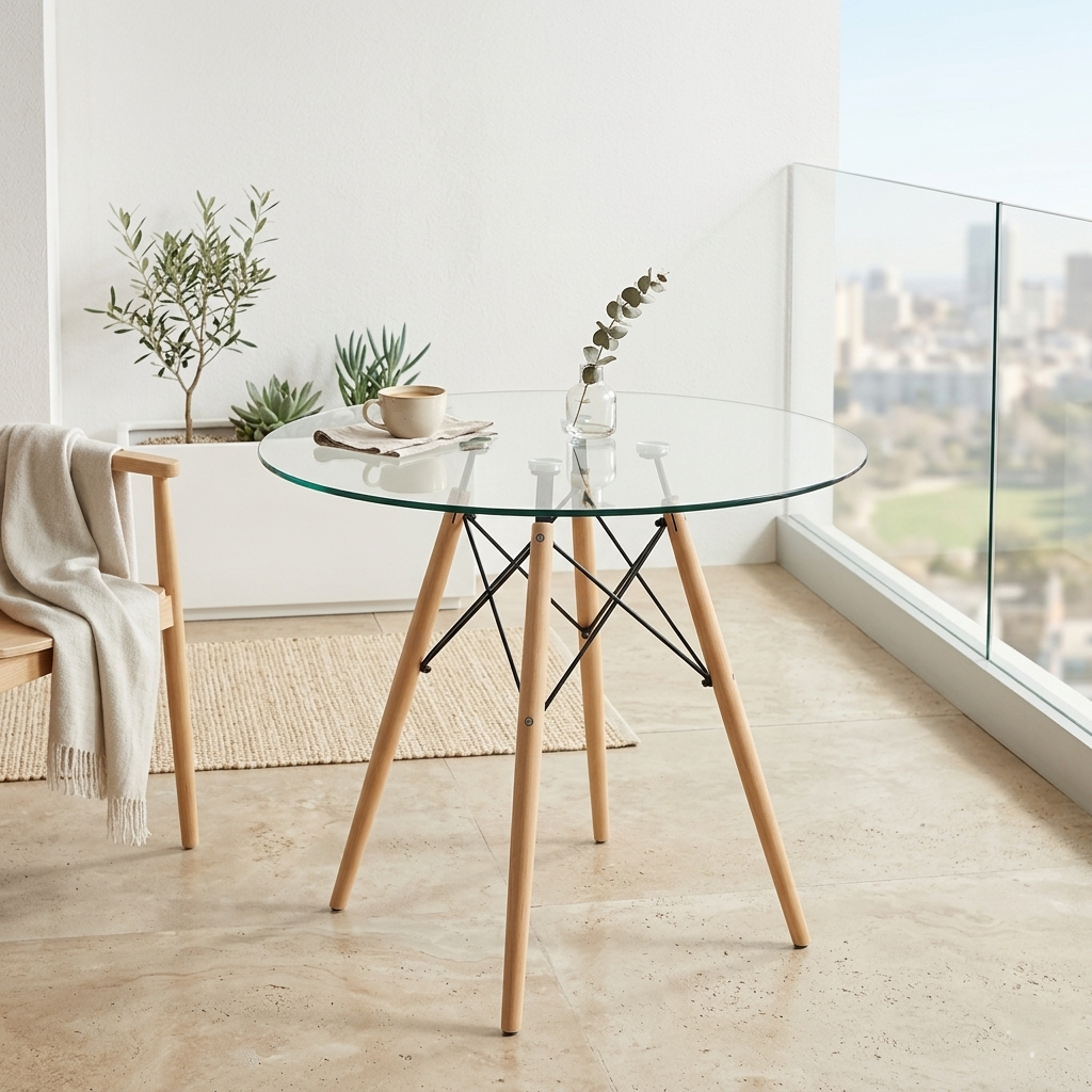 Combo para Sala Vinte, Incluye Mesa Redonda de Vidrio y 4 Sillas