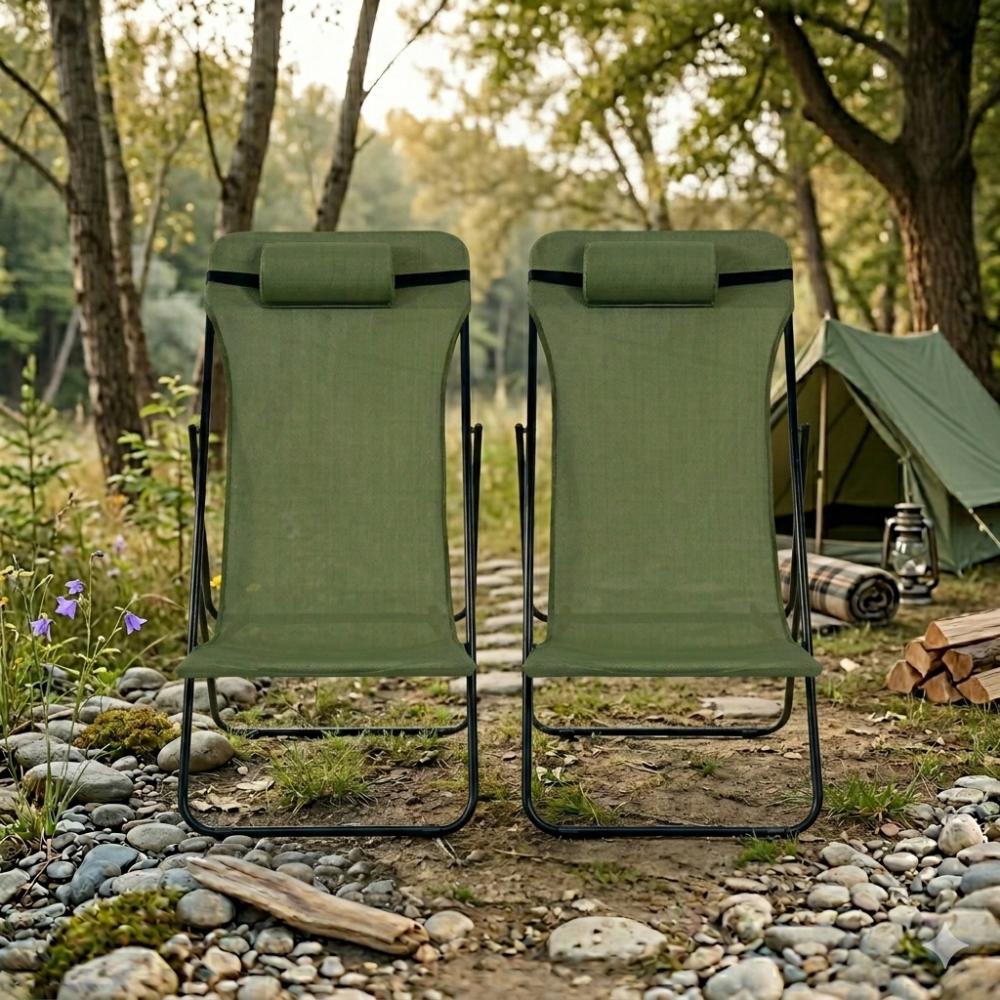 Set de 4 Sillas Plegable Reclinable Zambia, Verde, con Tres Posiciones, vista posterior