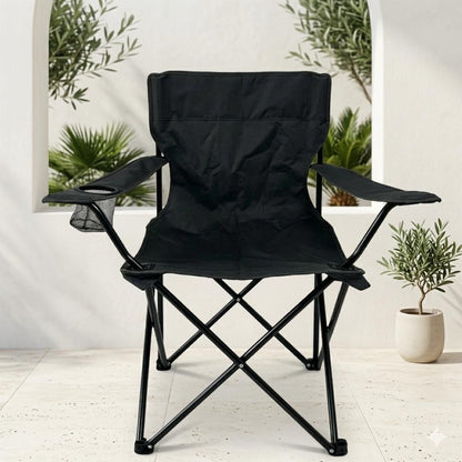 Silla Plegable Camping Tanzania, Negro, Incluye Bolsa de Transporte