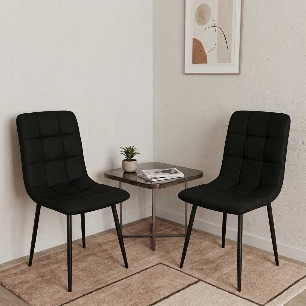 Set de 4 Sillas Flex, Color Negro, con Espaldar y Diseño Moderno, en ambiente