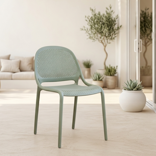 Silla Tolondo, Verde Olivo, Con espaldar redondo transpirable y diseño minimalista