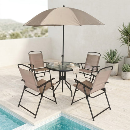 Sala de Terraza Jardín, Beige, Incluye Sombrilla, vista lateral