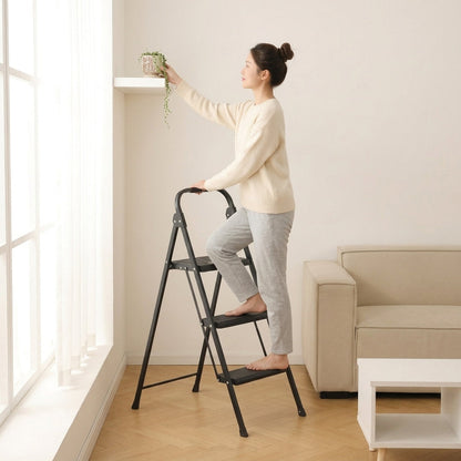 Escalera Tubular Alba · 3 Niveles · Negro
