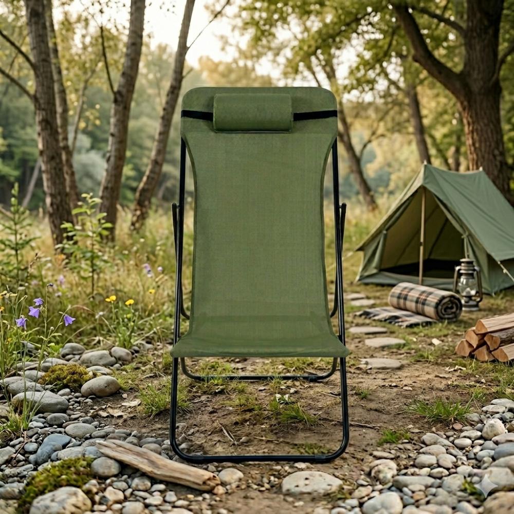 Set de 2 Sillas Plegable Reclinable Zambia, Verde, con Tres Posiciones