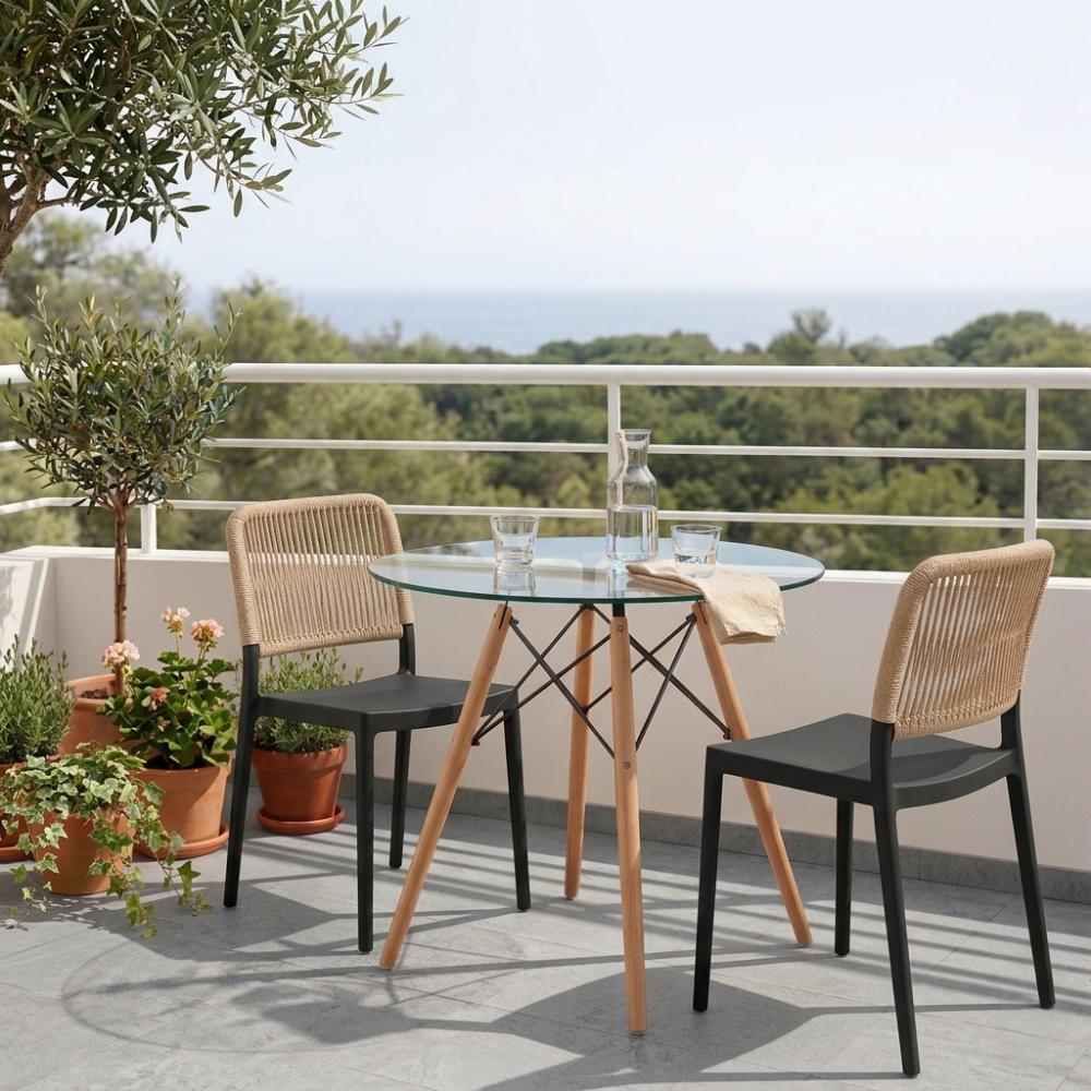 Set de 4 Sillas Houston, Color Negro, con Espaldar Tejido