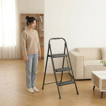 Escalera Tubular Alba · 3 Niveles · Negro