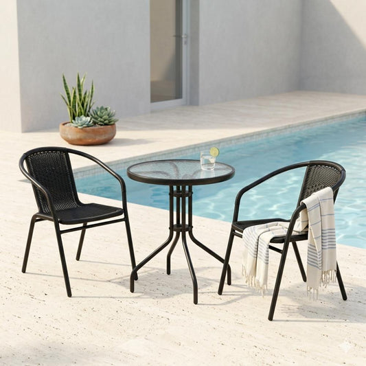 Juego de Terraza Rattan Bari · Negro
