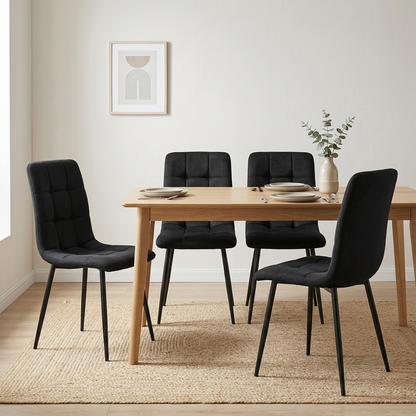 Set de 4 Sillas Flex, Color Negro, con Espaldar y Diseño Moderno, vista lateral