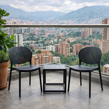 Silla Florida, Color Negro, con Espaldar y Diseño Moderno