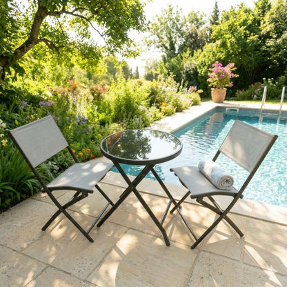 Juego de Terraza Bari · Gris