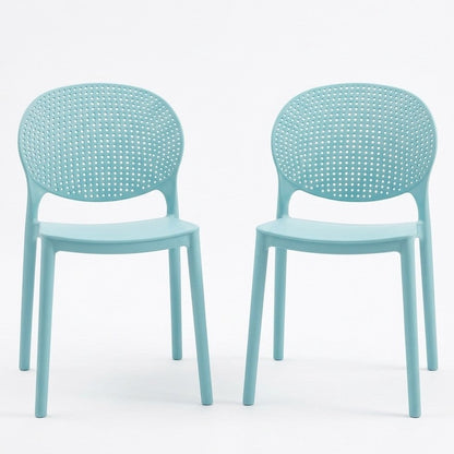 Set de 2 Sillas Florida, Color Azul Claro, con Espaldar y Diseño Moderno