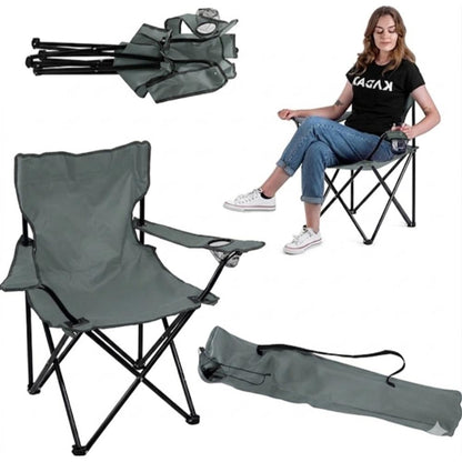 Set de 4 Sillas Plegable Camping Tanzania, Gris Oscuro, Incluye Bolsa de Transporte