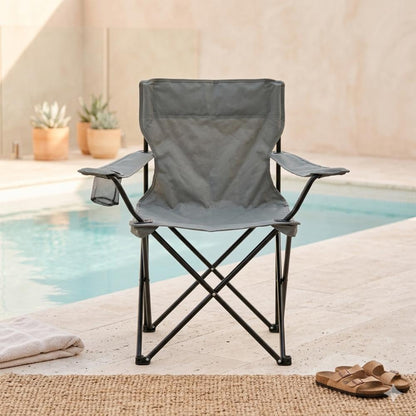 Set de 4 Sillas Plegable Camping Tanzania, Gris Oscuro, Incluye Bolsa de Transporte