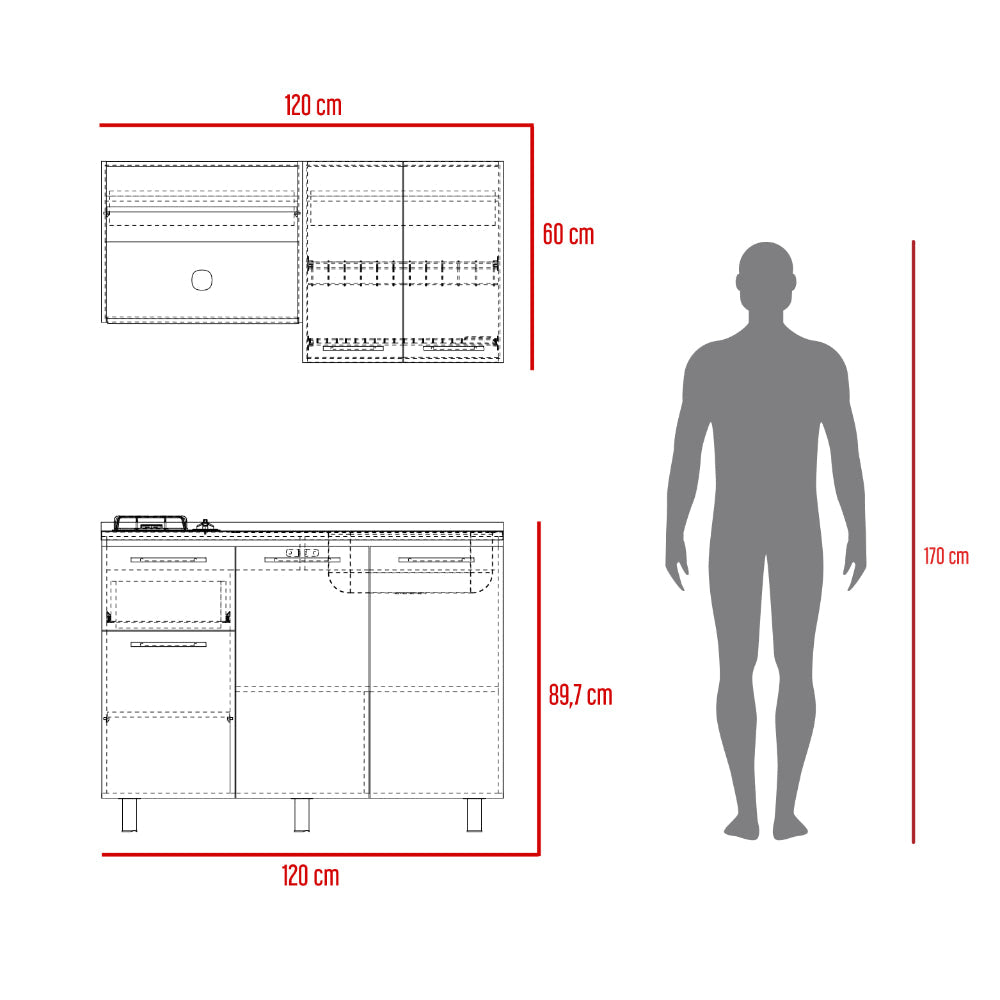 Cocina Integral Piret, Blanco Duqueza y Milan, Incluye Mesón Derecho Socoda