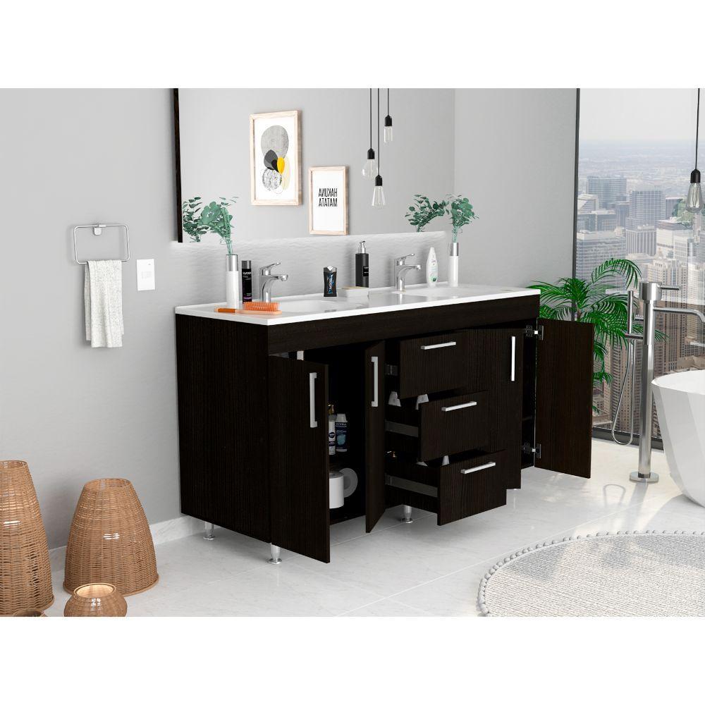 Mueble Lavamanos Homer color Wengue para Baño.