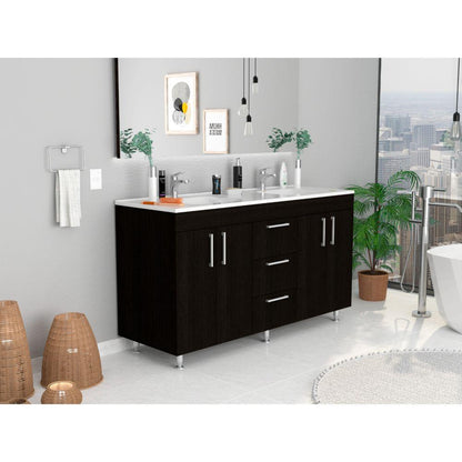 Mueble Lavamanos Homer color Wengue para Baño.