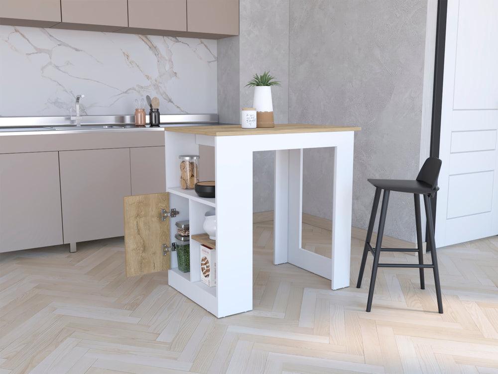 Barra de Cocina Cala, Blanco Duqueza y Macadamia, con Un Cajon y Entrepaños ZF - VIRTUAL MUEBLES