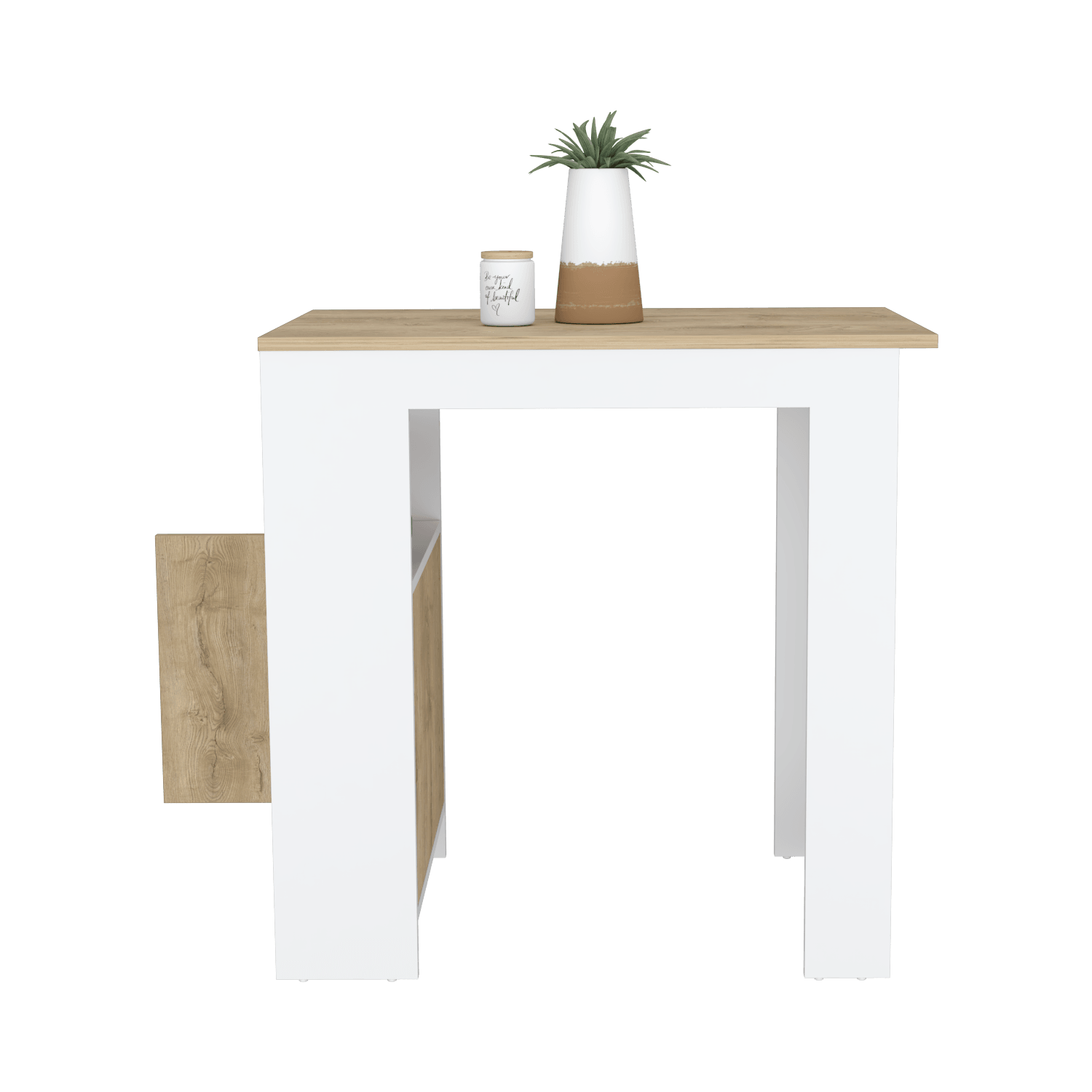 Barra de Cocina Cala, Blanco Duqueza y Macadamia, con Un Cajon y Entrepaños ZF - VIRTUAL MUEBLES