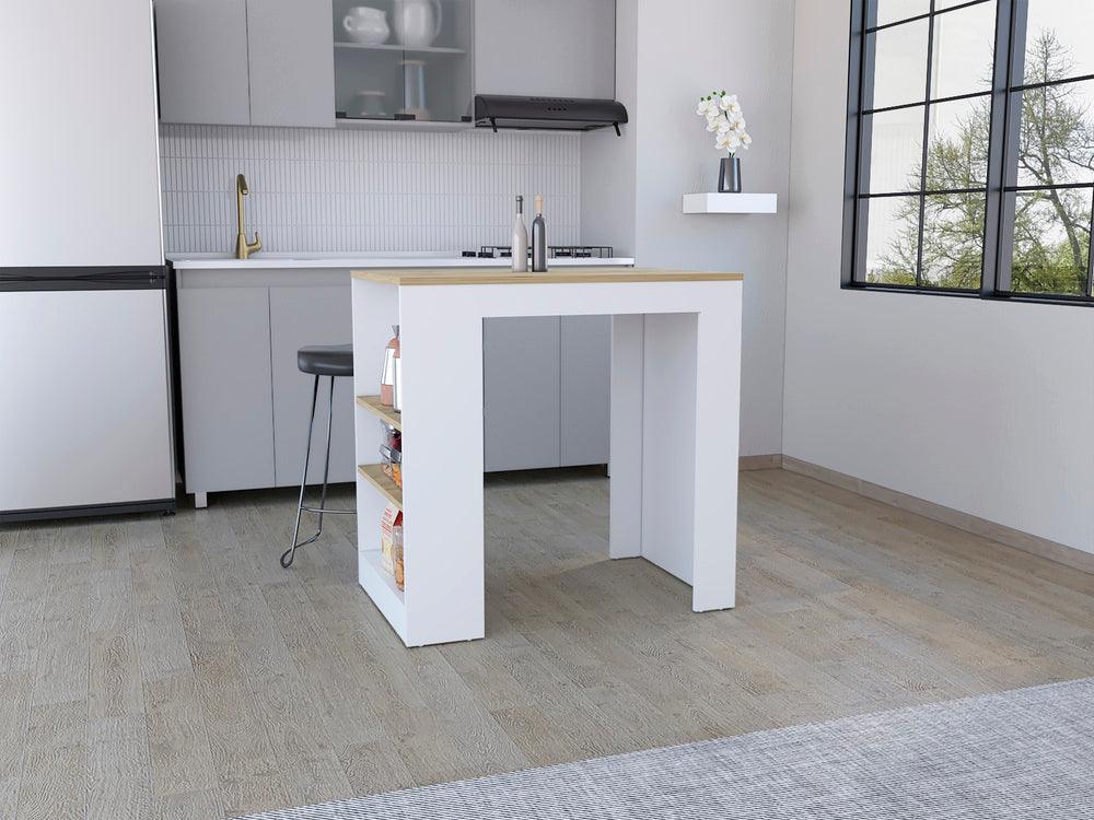 Barra de Cocina Victory, Blanco Nevado y Macadamia, con Tres Entrepaños ZF - VIRTUAL MUEBLES