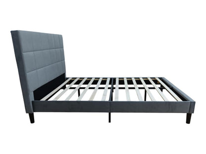 Cama doble Vertex gris oscuro con espaldar alto tapizado, para colchón 140x190 - en ambiente