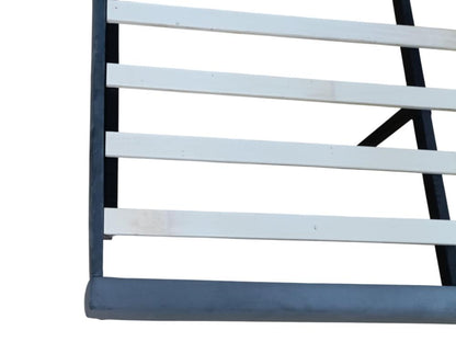 Cama doble Vertex gris oscuro con espaldar alto tapizado, para colchón 140x190 - medidas