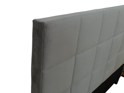 Cama doble Vertex gris oscuro con espaldar alto tapizado, para colchón 140x190 - vista posterior