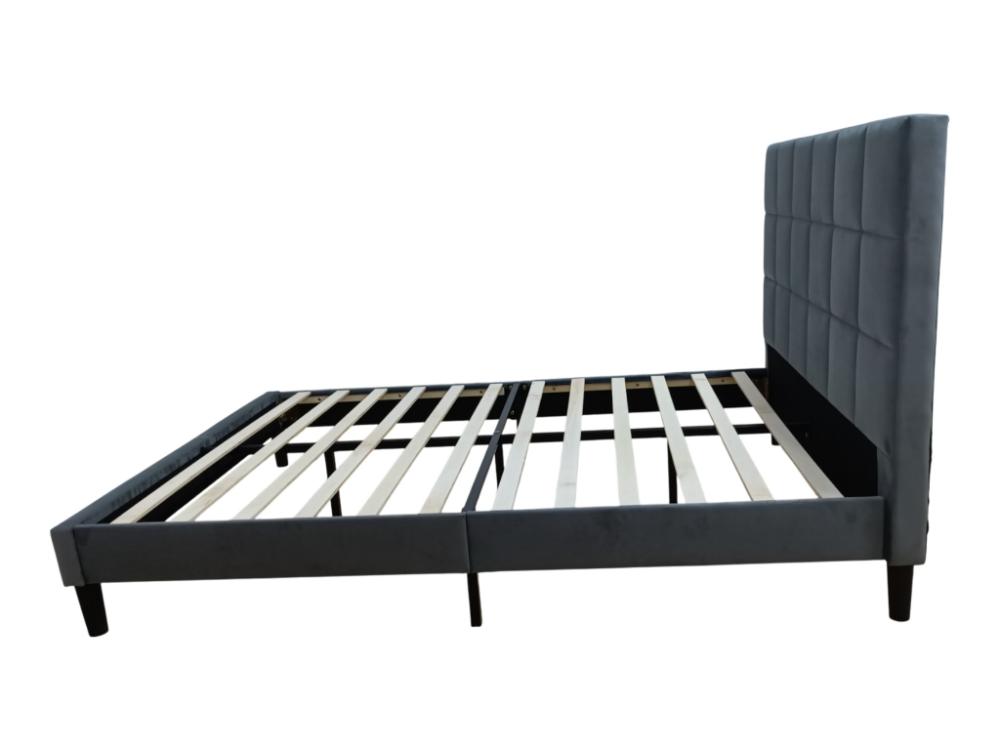 Cama doble Vertex gris oscuro con espaldar alto tapizado, para colchón 140x190 - detalle de acabado