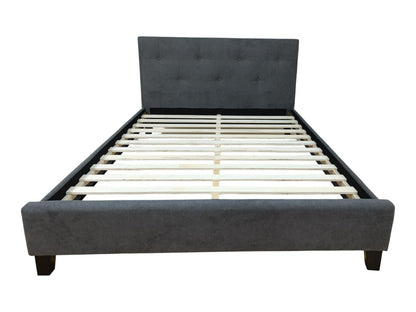 Cama doble Imperial gris oscuro con espaldar alto tapizado - vista lateral