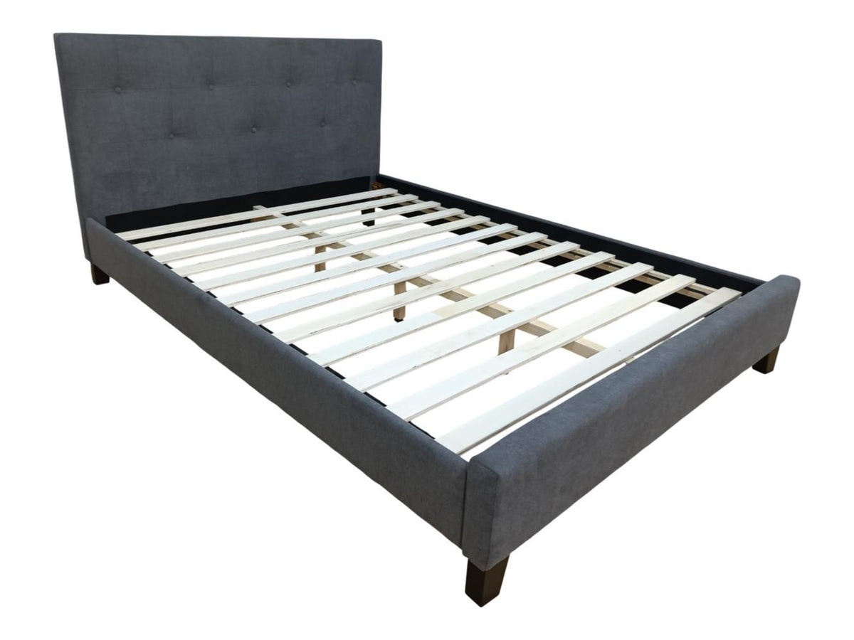 Cama doble Imperial gris oscuro con espaldar alto tapizado - detalle
