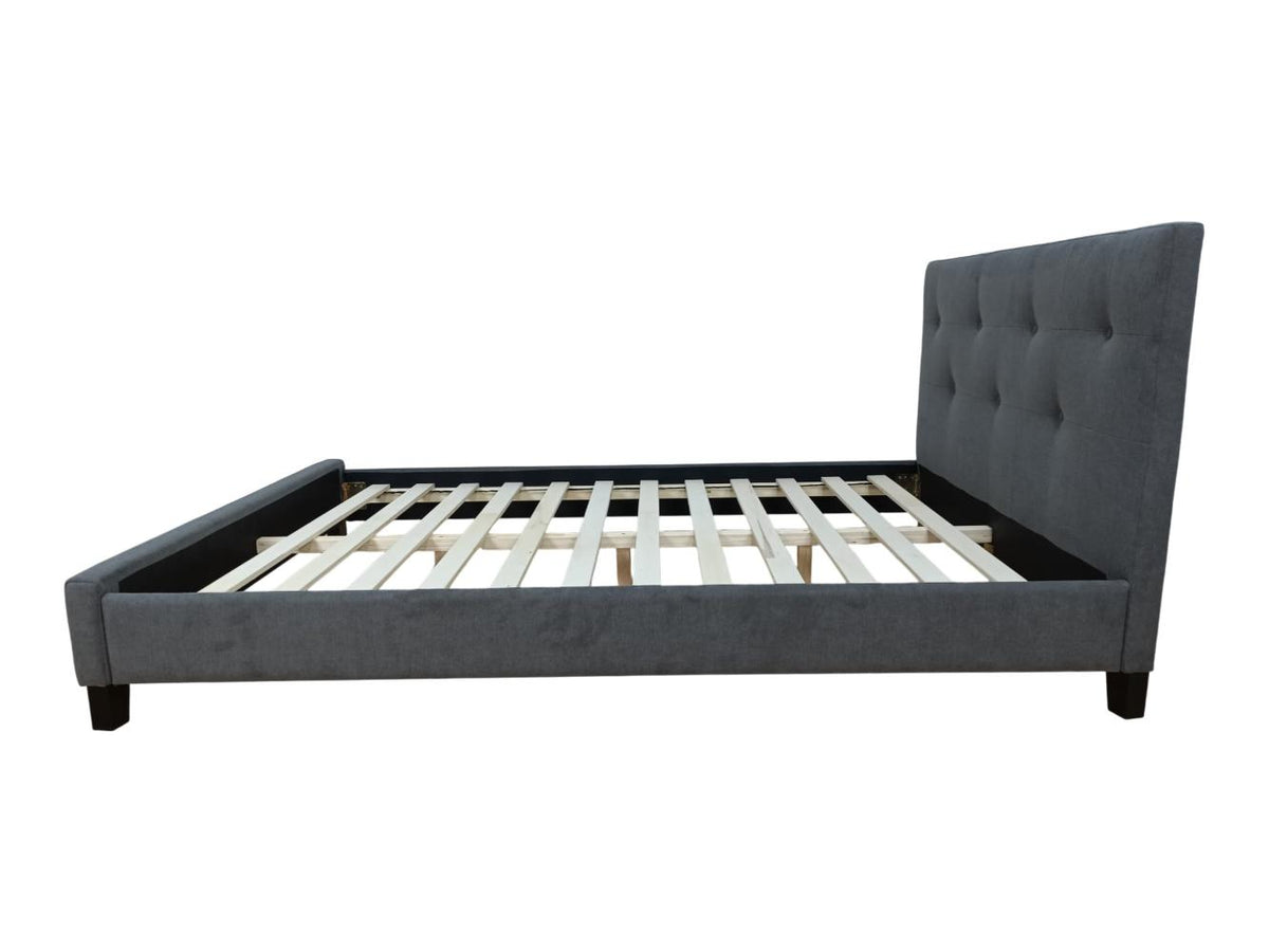 Cama doble Imperial gris oscuro con espaldar alto tapizado - en ambiente