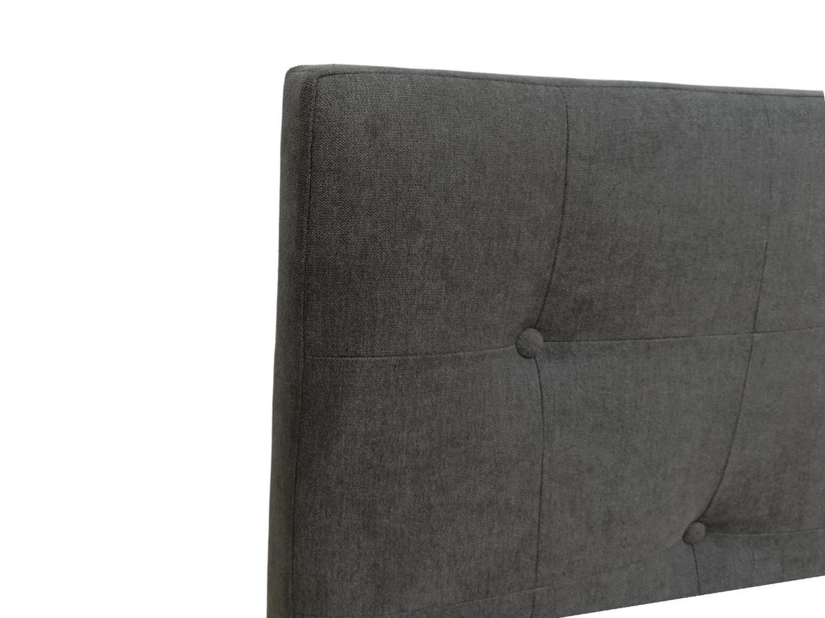 Cama doble Imperial gris oscuro con espaldar alto tapizado - medidas