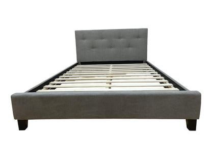 Cama Doble Imperial, Gris, Madera Roble Tapizada, vista lateral