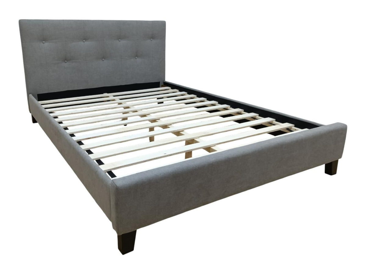 Cama Doble Imperial, Gris, Madera Roble Tapizada, detalle