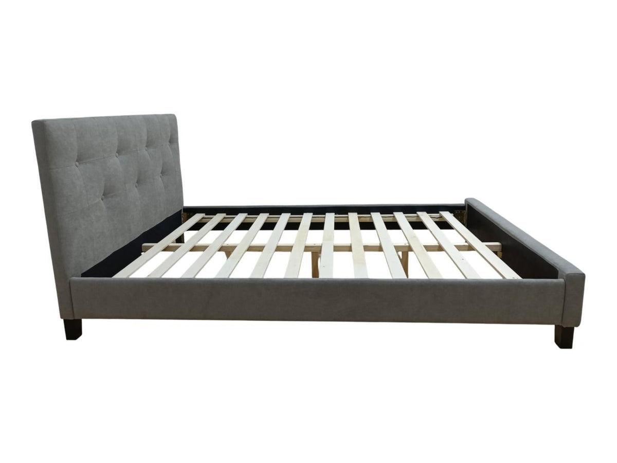 Cama Doble Imperial, Gris, Madera Roble Tapizada, vista posterior