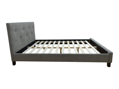Cama Doble Imperial, Gris, Madera Roble Tapizada, vista posterior