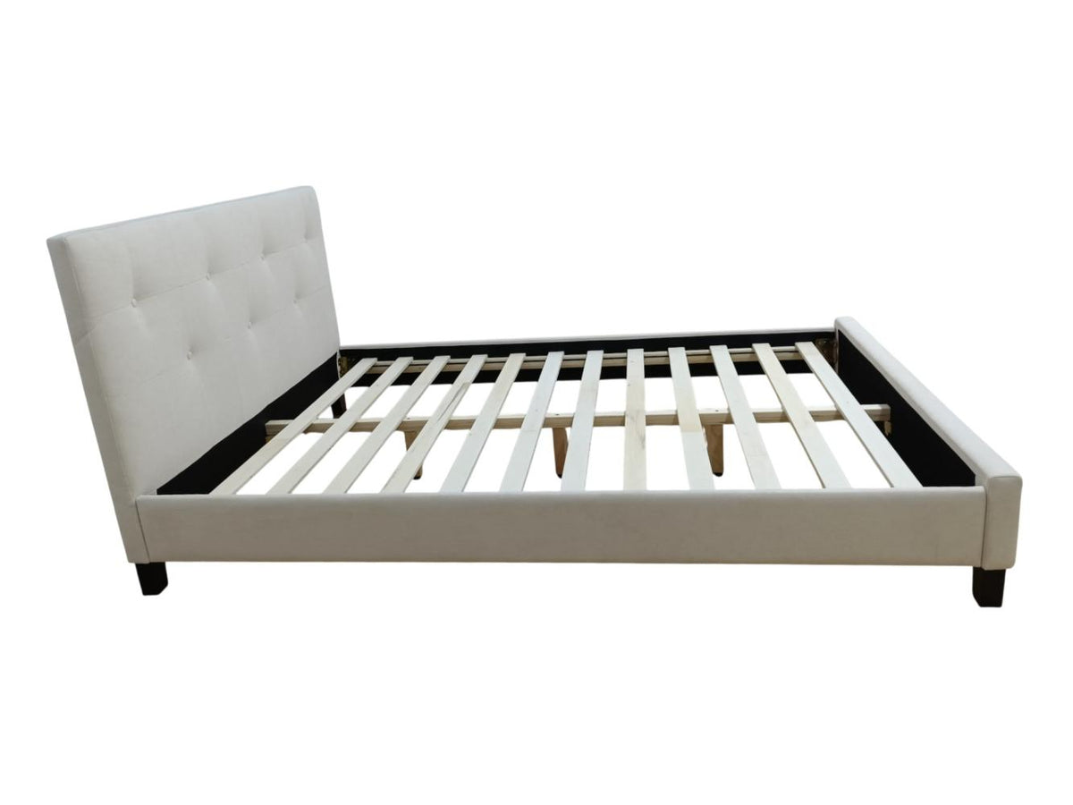 Cama Doble Imperial, Blanco, Madera Roble Tapizada, detalle