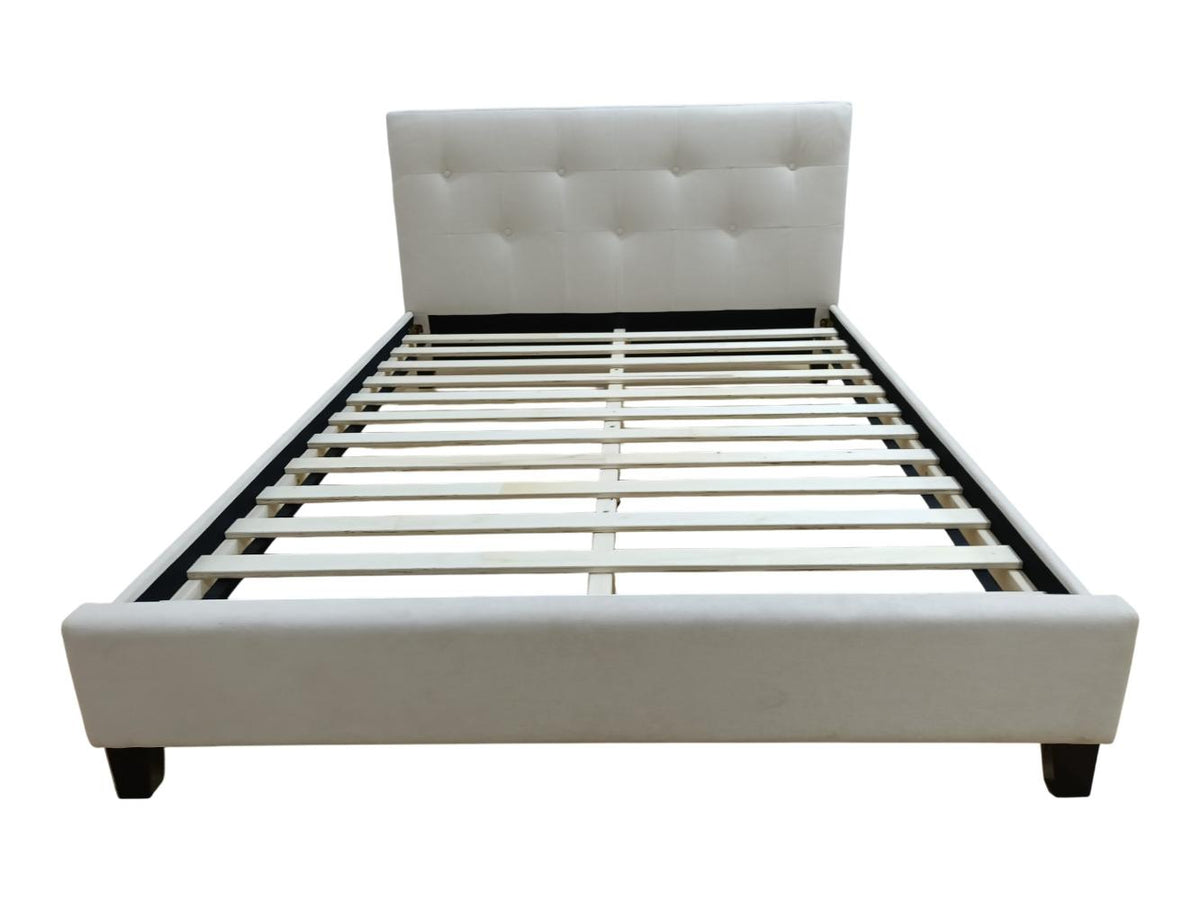 Cama Doble Imperial, Blanco, Madera Roble Tapizada, vista posterior
