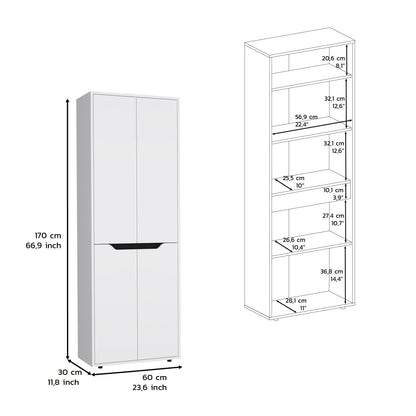 Alacena Gerg, Blanco y Wengue, con espacio para guardar insumos y utensilios de cocina