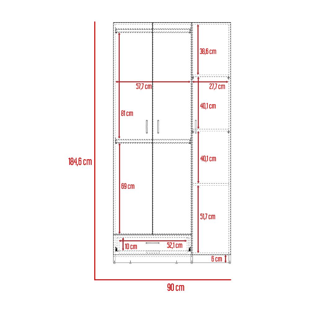 Closet América, Blanco, con Dos Cajones y Variedad de Entrepaños