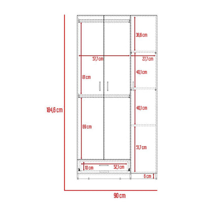 Closet América, Blanco, con Dos Cajones y Variedad de Entrepaños