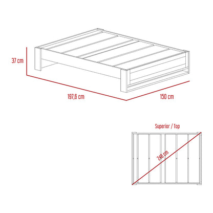 Base Cama Doble Natura, Macadamia, con tendido de tablas