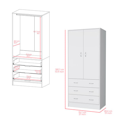 Closet Pilic, Blanco Duqueza, tres cajones con gran capacidad de almacenamiento