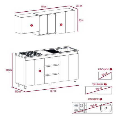 Cocina Integral Polux color Miel y Blanco.