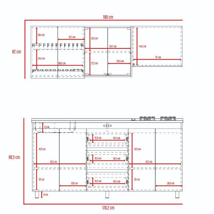 Cocina Integral Polux color Miel y Blanco.